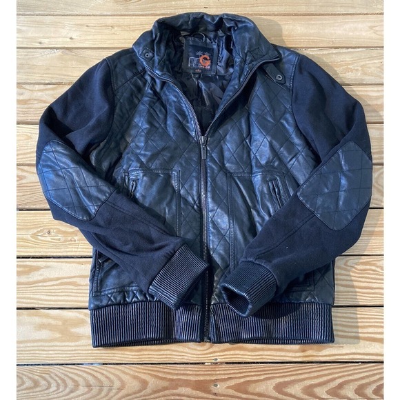 G by Guess Quilted Faux Leather Jacket Size Medium Men’s Black Full Zip - Picture 1 of 12